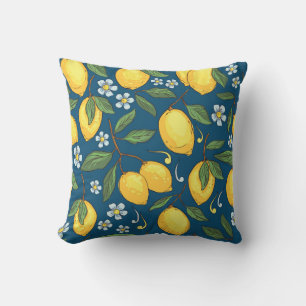 Coussin Citrons jaunes : Motif de fruits tropicaux.