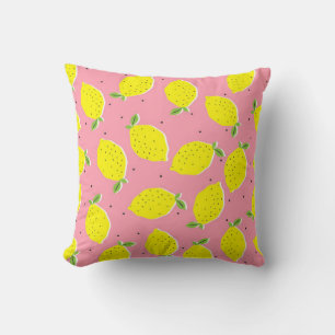 Coussin citrons jaunes vintages sans couture sur arrière -