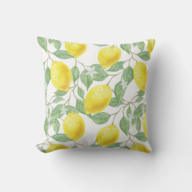 Coussin Citrons méditerranéens botaniques de citron vert (Recto)