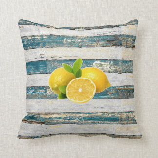 Coussin Citrons rustiques (bleus)