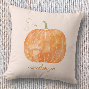 Coussin Citrouille aquarelle personnalisée Automne