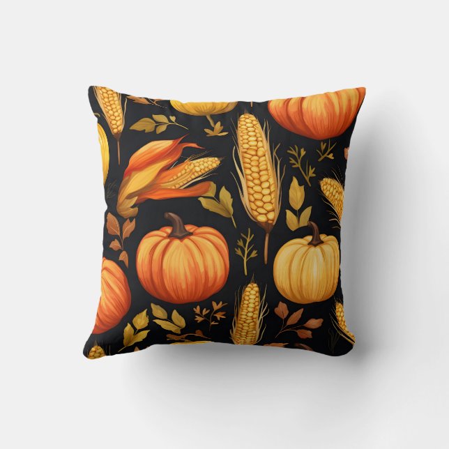 Coussin Citrouille, berceaux et feuilles (Verso)