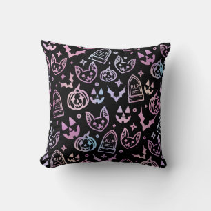 Coussin Citrouille Chauve-Souris Chat Halloween Décor Noir