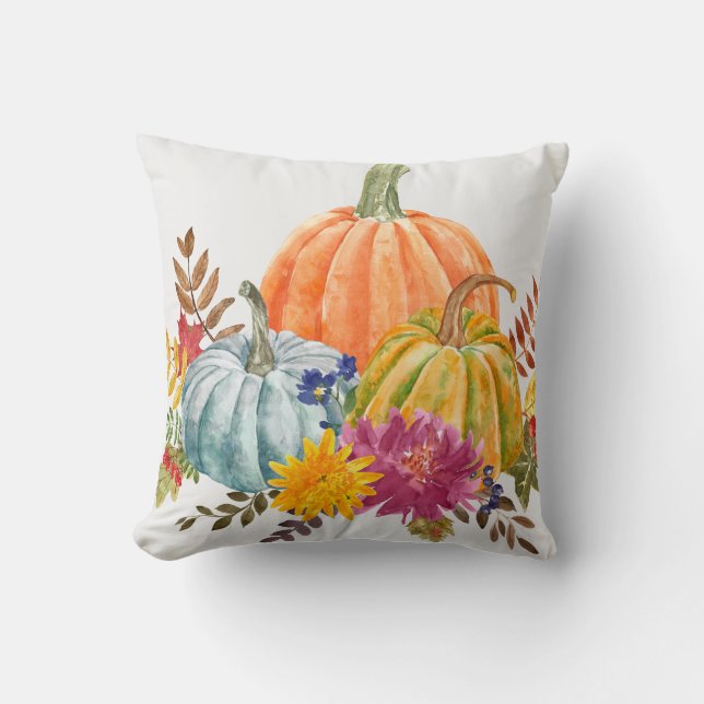 Coussin Citrouille d'aquarelle automatique (Recto)