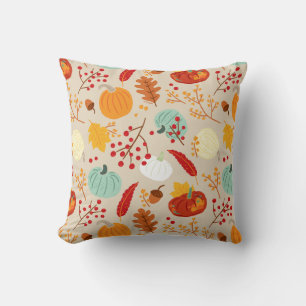 Coussin Citrouille d'automne et Motif Feuille