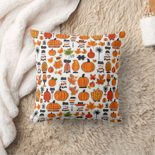 Coussin Citrouille d'automne et Motif feuille   Chute conf