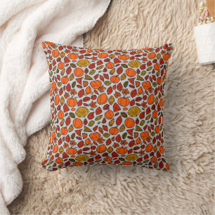 Coussin Citrouille d'automne et Motif feuille   Chute conf