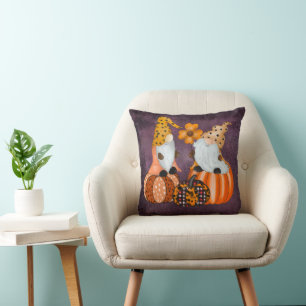Coussin Citrouille d'automne Gnome Décor Jeu d'oreiller