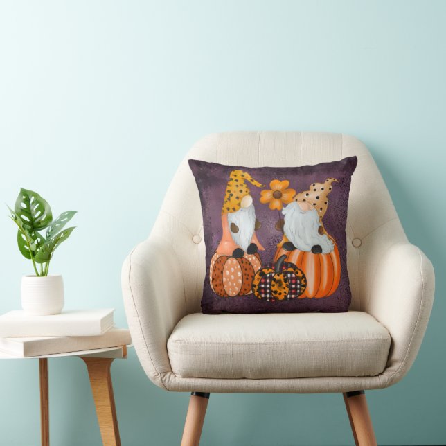 Coussin Citrouille d'automne Gnome Décor Jeu d'oreiller (Chaise)