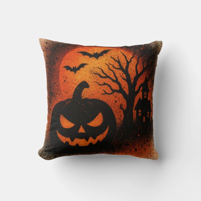 Coussin Citrouille de Halloween Art avec pulvérisation sen (Recto)