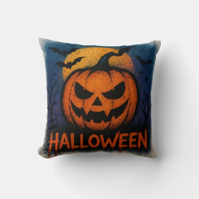 Coussin Citrouille de Halloween Art de pulvérisation sensa (Recto)