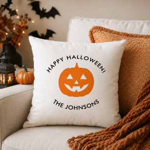 Coussin Citrouille de Halloween minimaliste – Famille pers