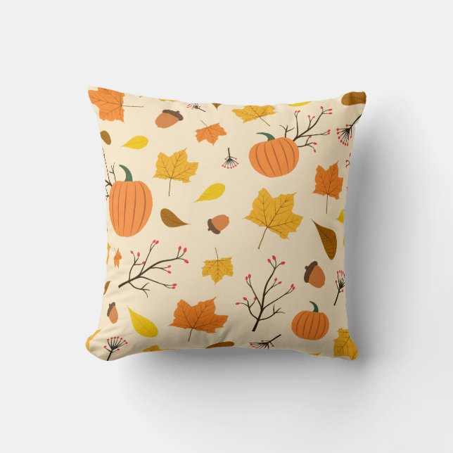 Coussin Citrouille de la récolte d'automne avec motif de f (Recto)