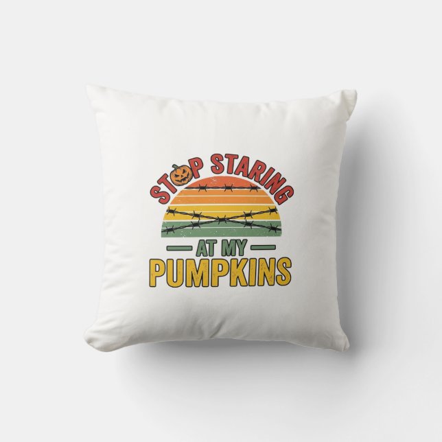 Coussin Citrouille d'Halloween Arrête de Regarder Drôle Vi (Recto)