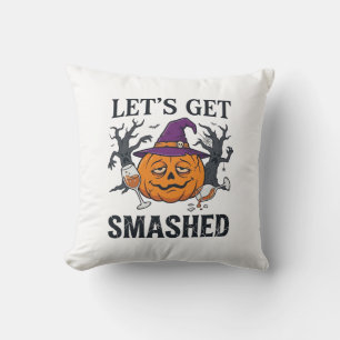 Coussin Citrouille d'Halloween Chapeau de Sorcière Vin Fai