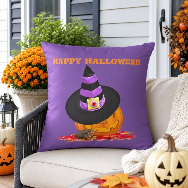 Coussin Citrouille d'Halloween effrayante et chapeau de so (Créateur téléchargé)