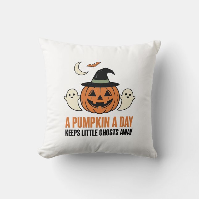 Coussin Citrouille d'Halloween Fantôme Drôle Citation Vint (Recto)