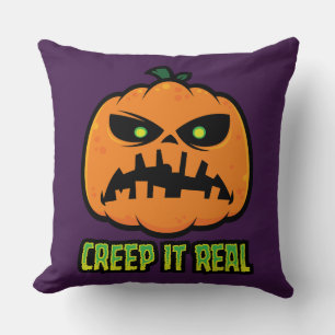 Coussin Citrouille d'Halloween grincheuse Creep It Real