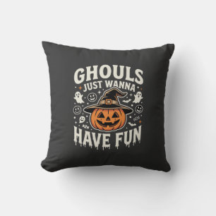 Coussin Citrouille d'Halloween Les goules veulent juste s'