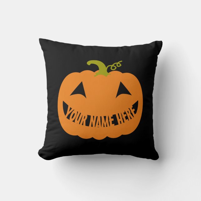 Coussin Citrouille d'Halloween personnalisée (Recto)