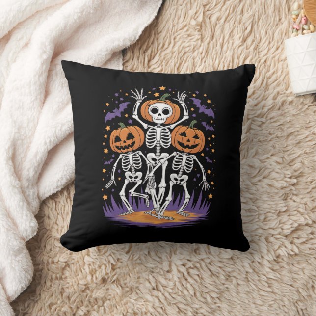 Coussin Citrouille d'Halloween squelette dansant  (Couverture)