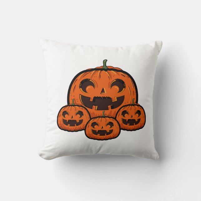 Coussin Citrouille drôle d'Halloween, Halloween effrayant (Recto)