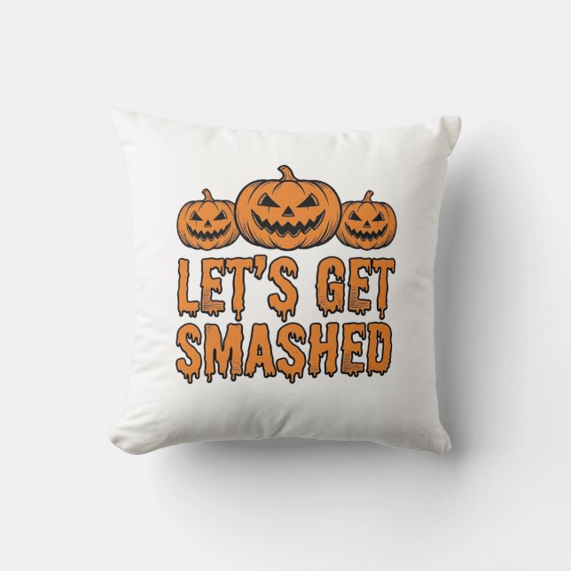 Coussin Citrouille Drôle d'Halloween Qu'on S'éclate (Recto)