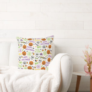 Coussin Citrouille éffrayant et amusant - Motif Halloween