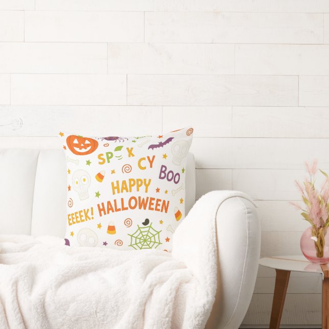 Coussin Citrouille éffrayant et amusant - Motif Halloween  (Canapé)