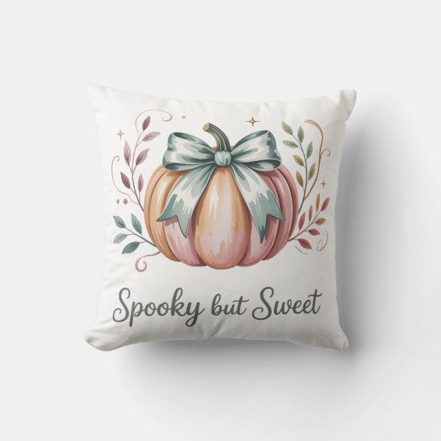 Coussin Citrouille éffrayant mais doux Pastel (Recto)