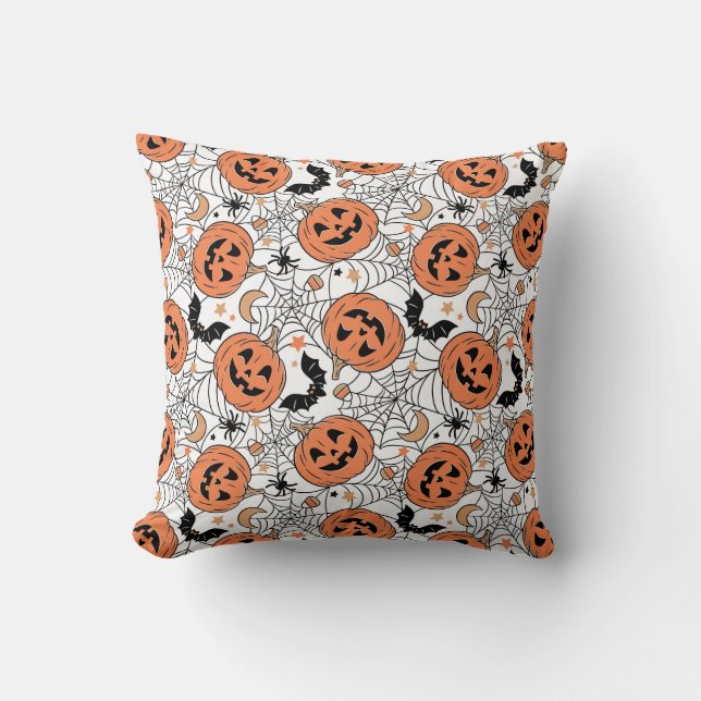 Coussin Citrouille éffrayant Motif Halloween (Recto)