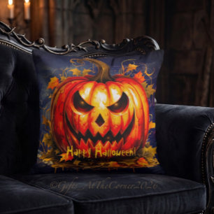 Coussin Citrouille effrayante de la nuit d'Halloween