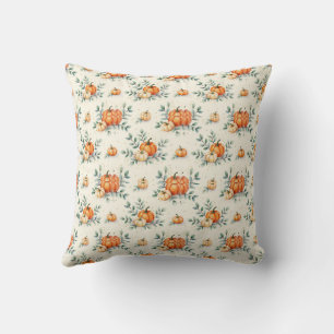 Coussin Citrouille élégante d'automne et aquarelle d'eucal