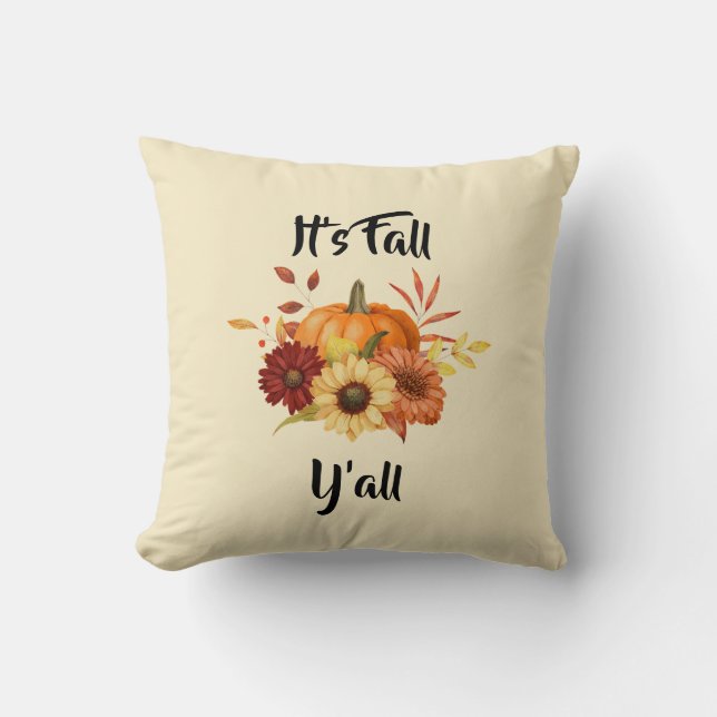 Coussin Citrouille et Fleurs - Maison de ferme rustique d' (Recto)