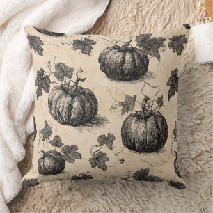 Coussin Citrouille et vigne de charbon rustiques d'automne