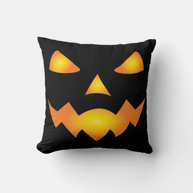 Coussin Citrouille Face Jack-o'-lantern Halloween Éffrayan (Recto)