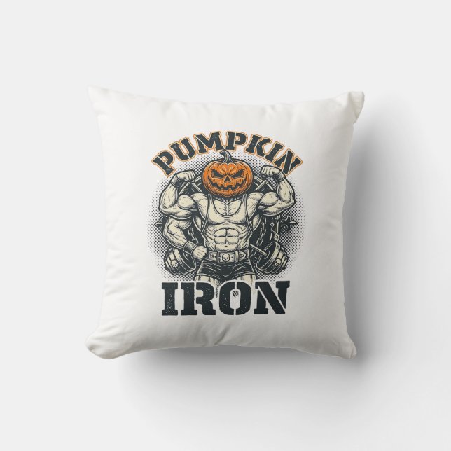 Coussin Citrouille Fer Vintage Bodybuilding Design Hallowe (Recto)