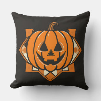 Coussin Citrouille géométrique Jack-O-Lantern Halloween