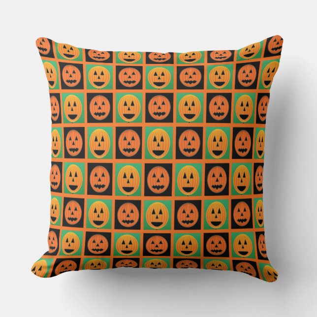 Coussin Citrouille Halloween face motif (Recto)