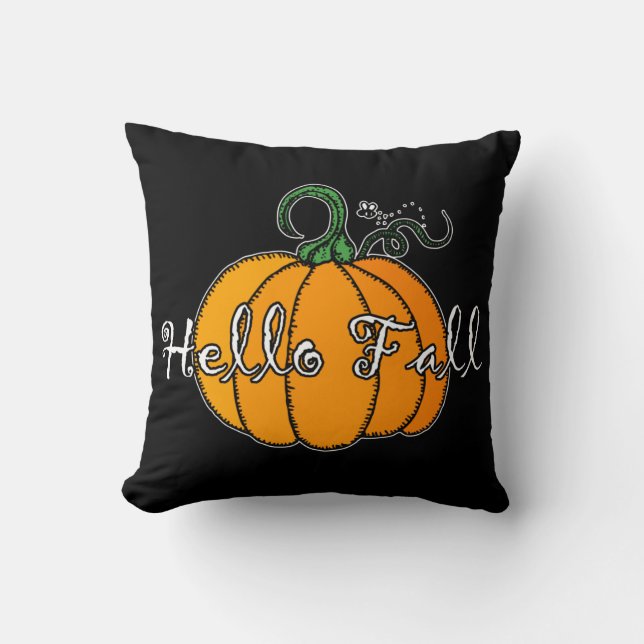 Coussin Citrouille Hellow Citrouille Hello Fall (Recto)