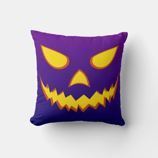 Coussin Citrouille Jack-o'-lantern de la face d'Halloween  (Recto)