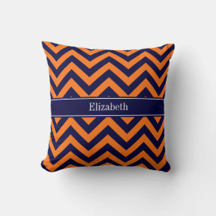 Coussin Citrouille Marine LG Chevron Bleu Marine Monogramm