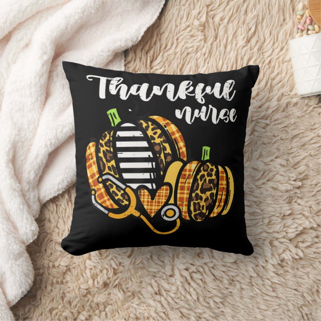 Coussin Citrouille Merci infirmière Thanksgiving Scrub Aut (Couverture)