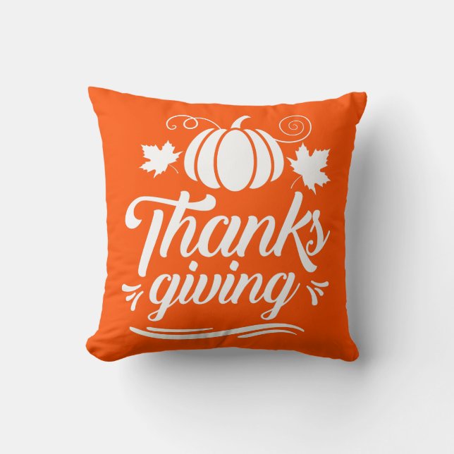Coussin Citrouille mignon avec texte Thanksgiving Typograp (Recto)