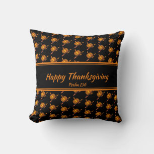 Coussin Citrouille orange noir bon thanksgiving personnali