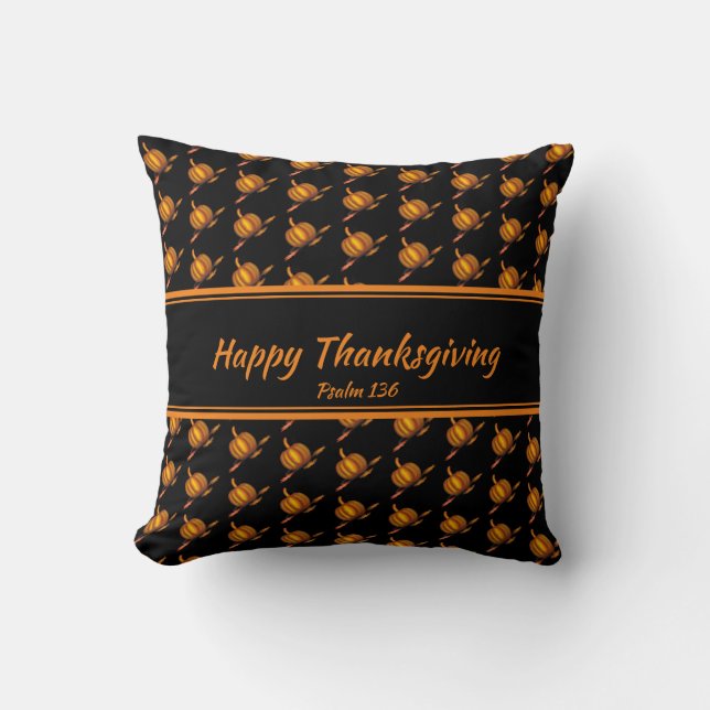 Coussin Citrouille orange noir bon thanksgiving personnali (Recto)