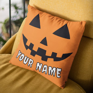 Coussin Citrouille orange personnalisée Halloween Votre no