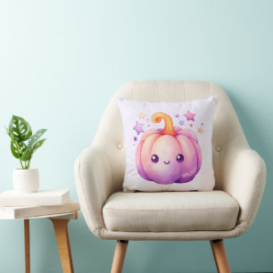 Coussin Citrouille Pastel avec Étoiles Ambiance Mignonne e