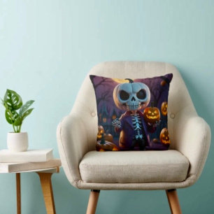 Coussin Citrouille Patch Skeleton Companion