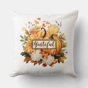 Coussin Citrouille reconnaissante Floral automne Action de